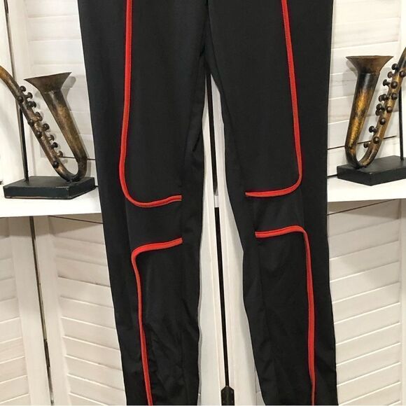 Vintage Y2K Catsuit Jumpsuit Black Red Piping S M - Picture 6 of 8